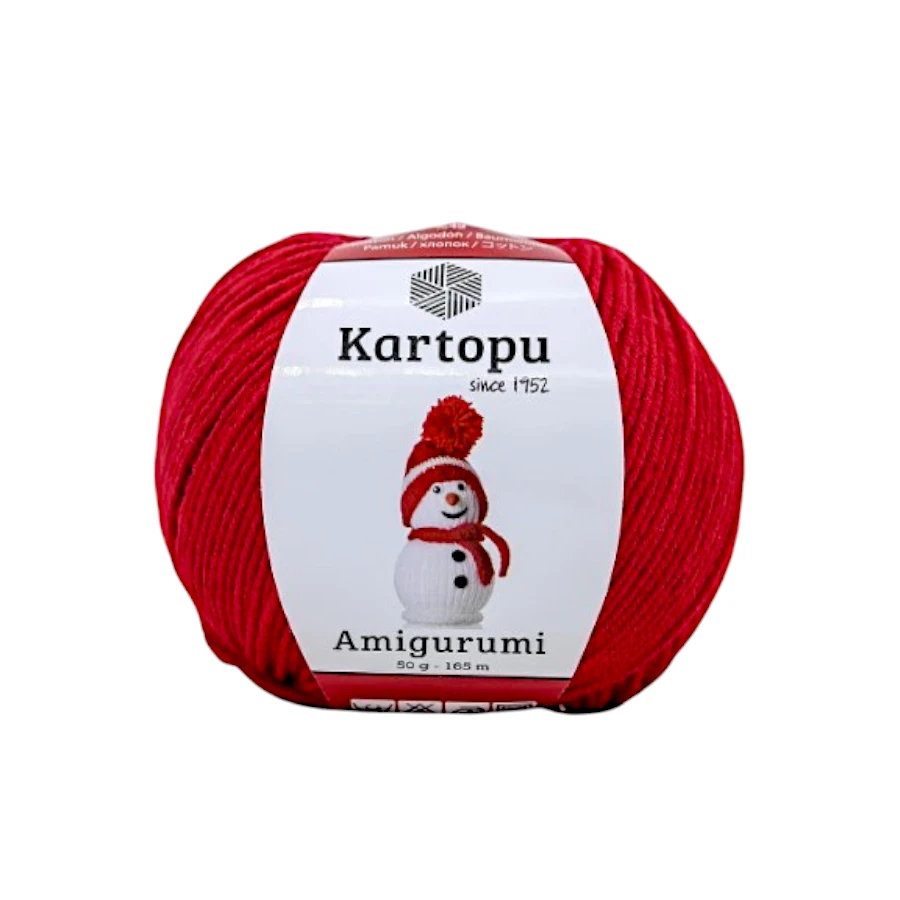 прежда картопу амигуруми с червено